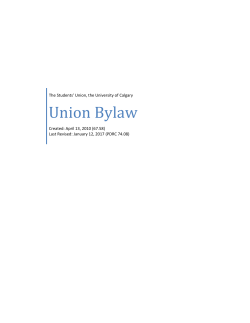 Union Bylaw - Students Union, U of C