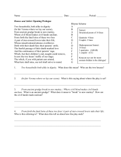Romeo and Juliet: Opening Prologue Rhyme Schem