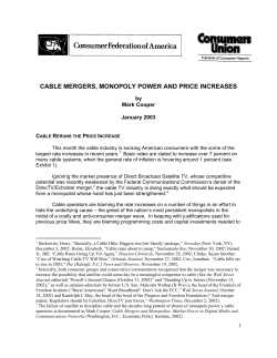 cable mergers, monopoly power and price