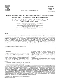 Lower incidence rates but thicker melanomas in Eastern Europe