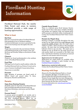 Fiordland Hunting Information