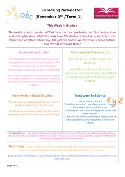 (Grade 2) Newsletter (November 3rd /Term 1)