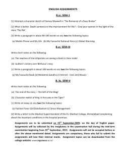 ENGLISH ASSIGNMENTS B.sc. SEM-1 B.sc. SEM-III B. Sc. SEM-V