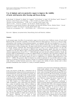 Use of alginate and cryo-protective sugars to improve the viability of