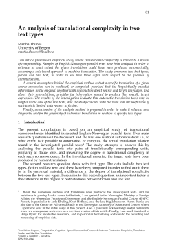 An analysis of translational complexity in two text types