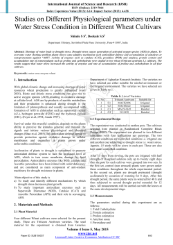 Studies on Different Physiological parameters under Water Stress