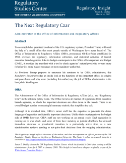 The Next Regulatory Czar