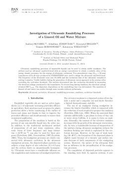 Investigation of Ultrasonic Emulsifying Processes of a Linseed Oil
