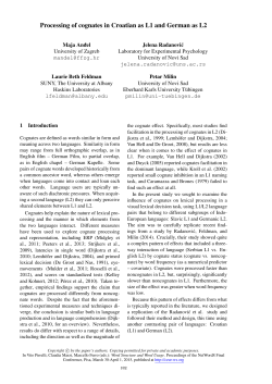 Processing of cognates in Croatian as L1 and German as L2