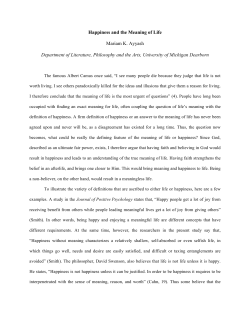 Happiness and the Meaning of Life Mariam K. Ayyash Department of