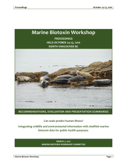 Marine Biotoxin Workshop - BC Centre for Disease Control
