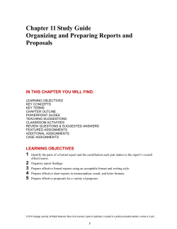 Chapter 11 Study Guide Organizing and Preparing Reports and
