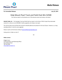 Help Mount Pearl Track and Field Club Win $250K Media Release