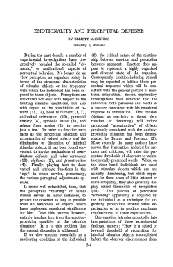 emotionality and perceptual defense
