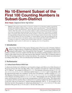 No 10-Element Subset of the First 100 Counting Numbers is Subset