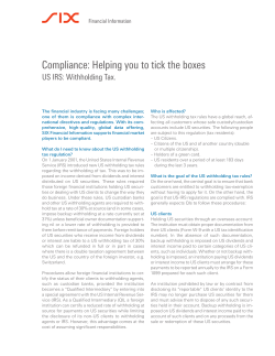 Factsheets Compliance - US IRS: Withholding Tax (Letter)