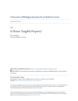 Is Honor Tangible Property? - University of Michigan Law School
