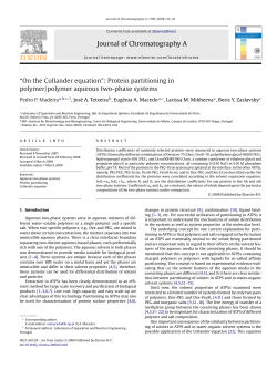 Journal of Chromatography A &ldquo;On the Collander equation&rdquo;: Protein
