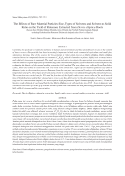 The Effects of Raw Material Particles Size, Types of Solvents and