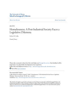 Homelessness: A Post-Industrial Society Faces a Legislative Dilemma