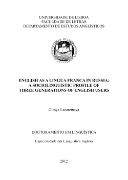 english as a lingua franca in russia: a sociolinguistic profile of three