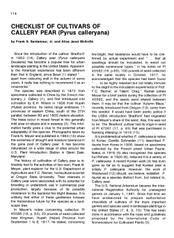 CHECKLIST OF CULTIVARS OF CALLERY PEAR