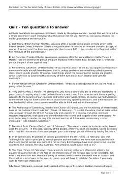 Quiz &ndash; Ten questions to answer