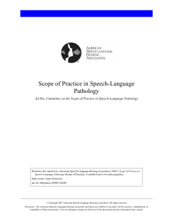 Scope of Practice in Speech-Language Pathology