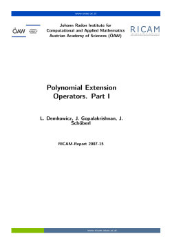 Polynomial Extension Operators. Part I