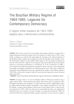 The Brazilian Military Regime of 1964-1985: Legacies for