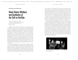 Home Dance: Mediacy and Aesthetics of the Self on YouTube