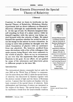 How Einstein Discovered the Special Theory of Relativity -R