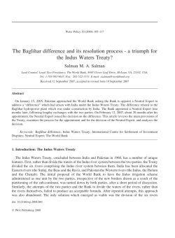 The Baglihar difference and its resolution process