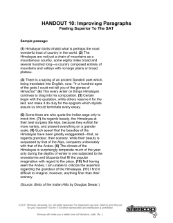 HANDOUT 10: Improving Paragraphs