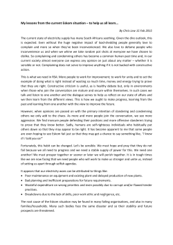 My lessons from the current Eskom situation &ndash; to