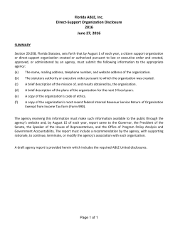 Florida ABLE, Inc. Direct-Support Organization Disclosure 2016