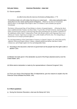American Revolution - class test