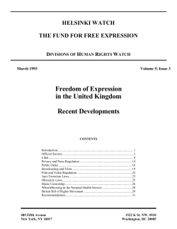 Freedom of Expression in the United Kingdom Recent Developments