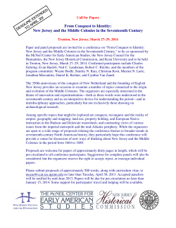 From Conquest to Identity: New Jersey and the Middle Colonies in