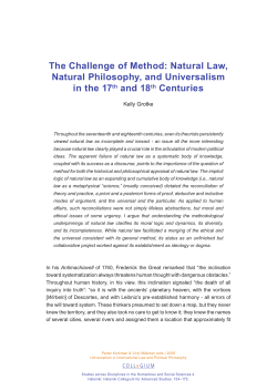 The Challenge of Method: Natural Law, Natural Philosophy