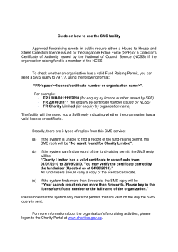 Guide on how to use the SMS facility Approved fundraising events in