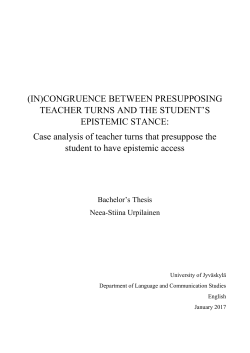 CONGRUENCE BETWEEN PRESUPPOSING TEACHER TURNS