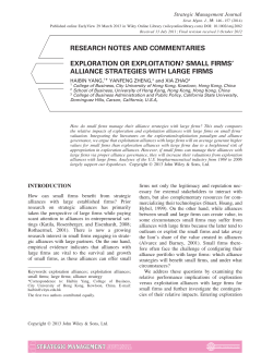 Exploration or exploitation? Small firms` alliance strategies with
