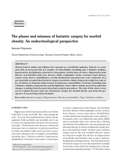 The pluses and minuses of bariatric surgery for morbid obesity: An