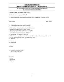 Review for Chemistry Atomic Theory and Electron Configurations