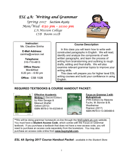 ESL 4A: Writing and Grammar - Los Angeles Mission College