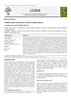 FORMULATION OF BEETROOT CREAM CHEESE SPREAD