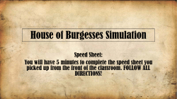 House of Burgesses Simulation