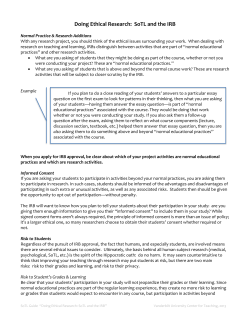 Doing Ethical Research: SoTL and the IRB