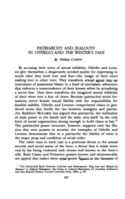 PATRIARCHY AND JEALOUSY IN OTHELLO AND THE WINTER`S